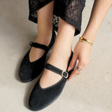 Ballerine Single Velour - schwarz