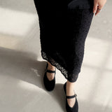 Ballerine Single Velour - schwarz